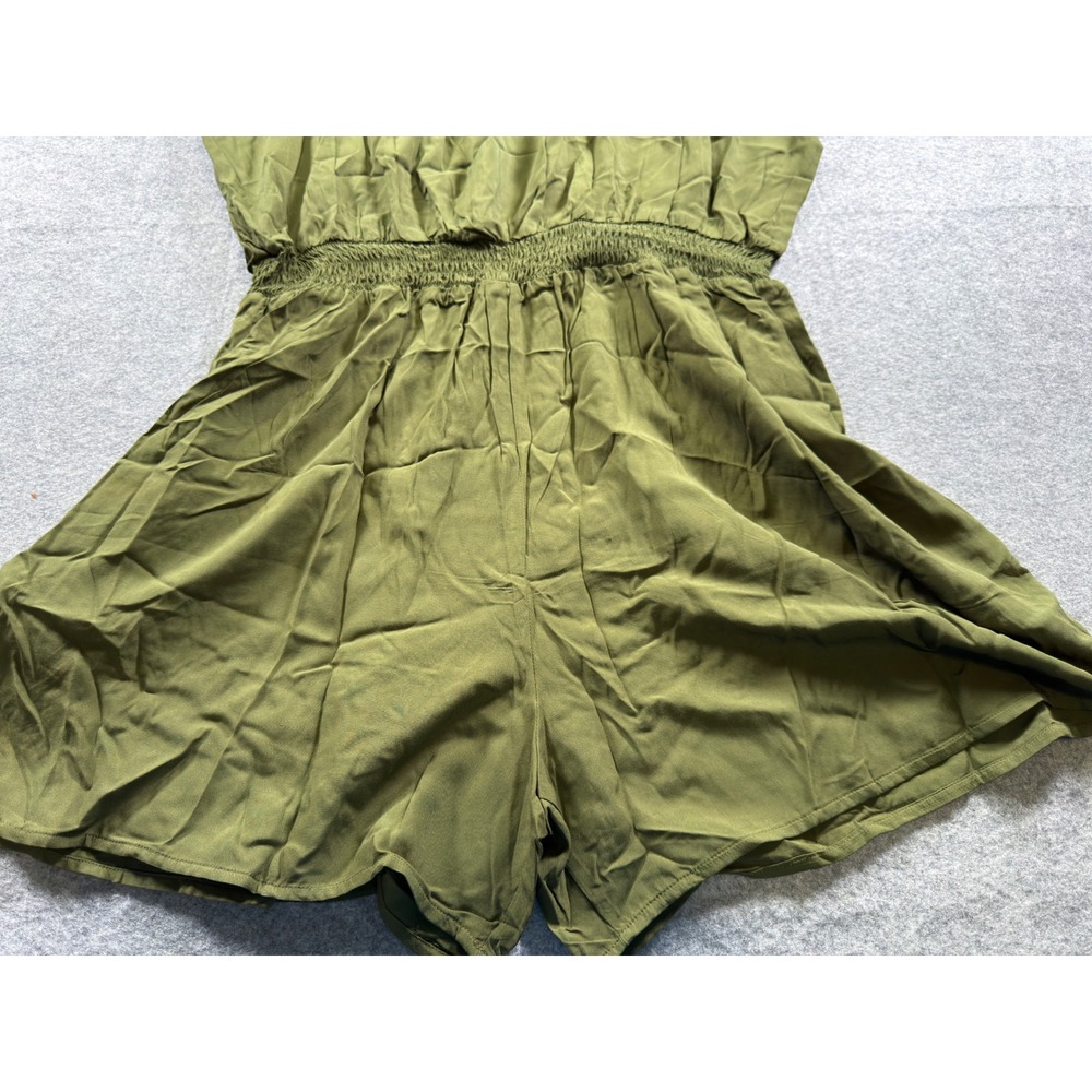 Buenos Ninos Romper Womens XXL Olive Green Smocked Waist Adjustable Straps NEW - Picture 4 of 14
